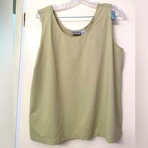 Chico’s Microfiber Crew Tank -Manuscript Light Yellow/Green;Size 3(Chicos size)